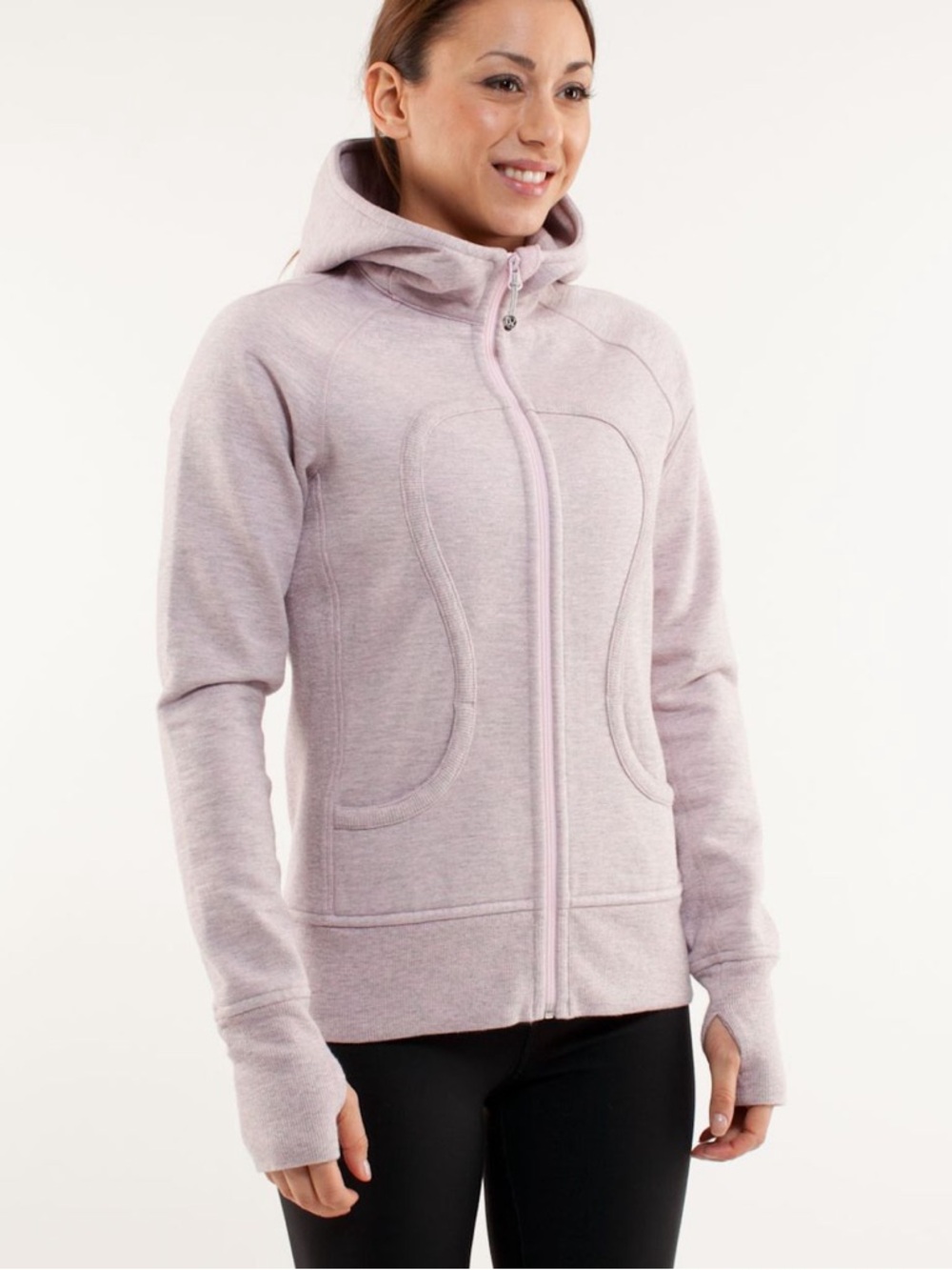 Lululemon Scuba Hoodie Size 8 Pink Hooded Full Zip Pockets Casual Athleisure